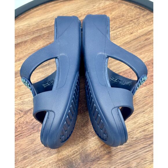 CROCS Monterey Diamante Wedge Women's 5 Navy Blue Slides Open Toe Shoes - Picture 6 of 9